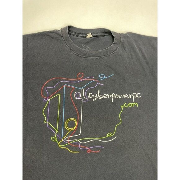 Cyber Power PC Computer Promo Graphic T-shirt Men XL Black Short Sleeve - Picture 2 of 6